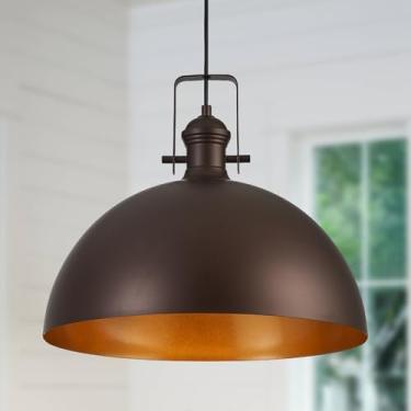 Imagem de Haolaike Luzes pendentes grandes de 45,7 cm para ilha de cozinha fosco ORB Farmhouse luminárias pendentes de altura ajustável cúpula para sala de jantar quarto corredor, 1 pacote