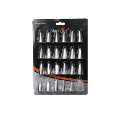 Imagem de Bico De Confeiteiro Aço Inox Kit 23 Unidades E Adaptador