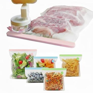 Imagem de SealVax Pacote com 6 sacos reutilizáveis para vedação a vácuo – Sacos para sous vide e freezer sem BPA com o menor selador a vácuo portátil do mundo, isolador líquido exclusivo e sacos herméticos de