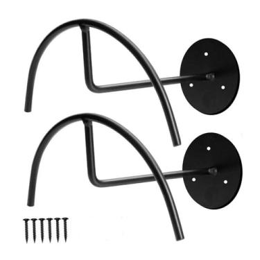 Imagem de Fenteer 2 peças porta-chapéus porta-capacetes suporte de parede para chapéus de cowboy casaco bonés de beisebol pretos organizador suporte de armazenamento de