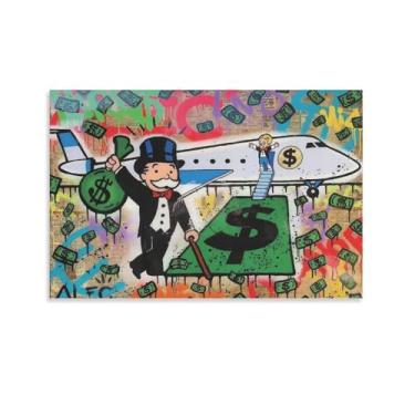Imagem de Monopolysairplanefunny cartaz de desenho animado e dinheiro decoração moderna impressão pôsteres para sala de estar e quarto 12 x 18 polegadas (30 x 45 cm)