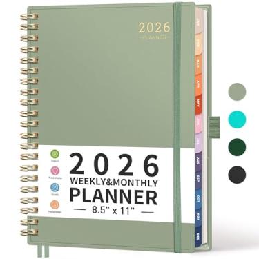 Imagem de RETTACY Agenda 2025, agenda semanal e mensal, janeiro de 2025 a dezembro de 2025, 21,6 cm × 28 cm, tamanho grande, calendário 2025, capa flexível, encadernação em espiral, abas mensais, papel 100 GSM,
