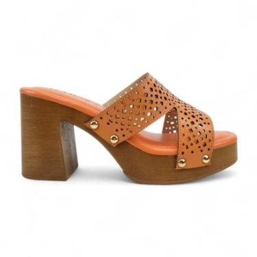 Imagem de Tamanco Tchocco Plataforma Salto Grosso Tiras Vazadas-Feminino