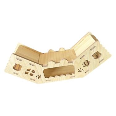 Imagem de WeiLaiKeQi Rampa de escalada para toca de hamster de madeira, túnel, versátil para pequenos animais de estimação, roedores, 30 cm x 6,5 x 12 cm, acessórios com 3