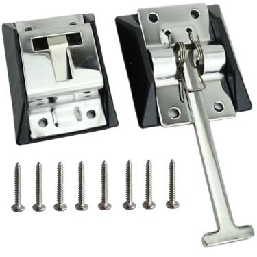 Imagem de Porta RV Trailer Porta de aço inoxidável Estilo T Porta de entrada Tampa de 5,1" Entrada Porta de captura para RV Camper Trailer (2 Conjuntos)Swess prata 2