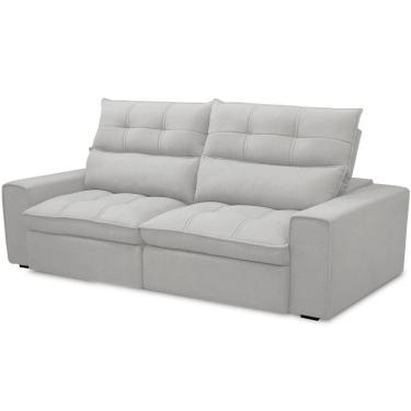 Imagem de Sofá Retrátil Reclinável Para Sala de Estar Living 230cm Dimas F04 Bouclê Cinza - Lyam...