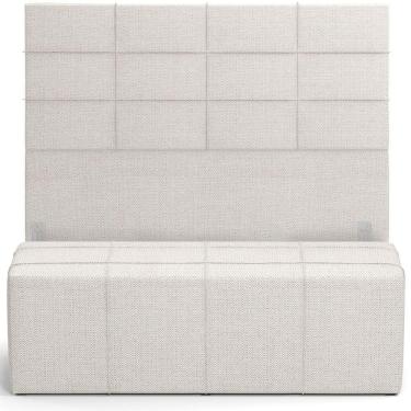 Imagem de Kit Cabeceira Cama Box Casal 140cm com Calçadeira Roma W01 Linho Champagne - Lyam