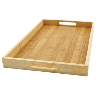 Imagem de Bandeja Retangular Mdf Com Pegadores Alça Para Servir