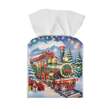 Imagem de AFPANQZ Organizador de papel com capa de caixa de lenços para banheiro, bancada, trem de Natal, mesa de escritório, decoração moderna, caixa de lenços para banheiro, quarto, escritório