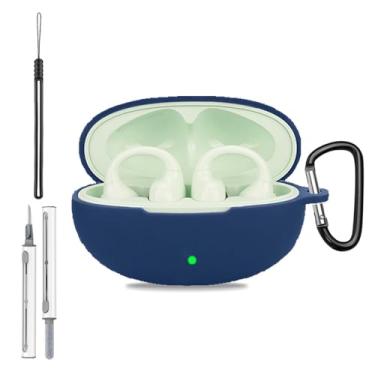 Imagem de Capa para Edifier LolliClip, capa protetora de silicone para Edifier LolliClip, capa de corpo inteiro à prova de choque com proteção contra arranhões, com chaveiro, cordão e kit de limpeza, azul