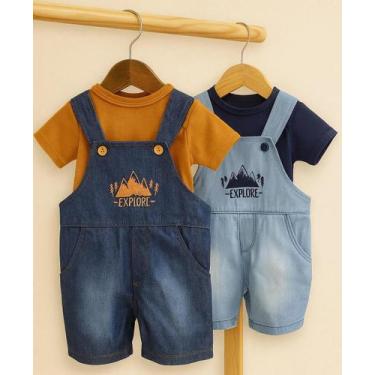 Imagem de Jardineira Jeans Beby Bordada com Body para Aventuras de Verão - Era U