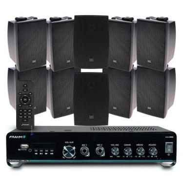 Imagem de Som Ambiente Academia Bluetooth Controle Remoto Slim 2000 + 08 Caixas 