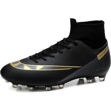 Imagem de Tênis de futebol masculinos de futebol com pontas longas, couro e borr