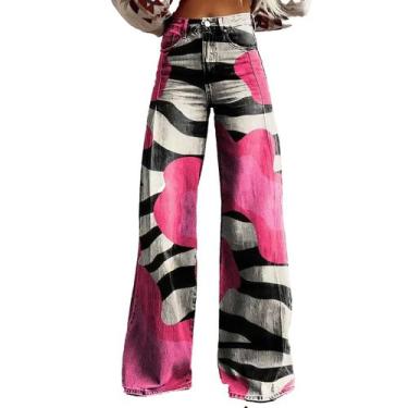 Imagem de Calças Palazzo LUFHBEHB femininas com estampa floral boho de cintura a