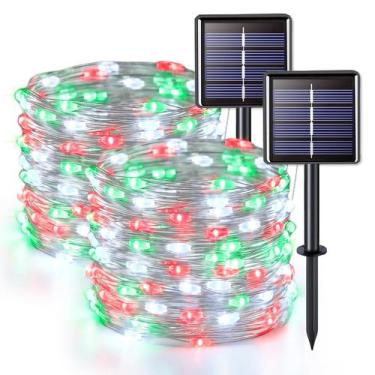 Imagem de Luzes solares de Natal JMEXSUSS 100 LED 33 pés, pacote com 2