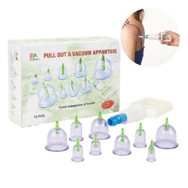 Imagem de Kit 12 Ventosas Com Bomba Terapeuticas Ventosaterapia Massagem Acupunt