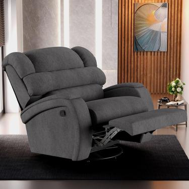 Imagem de Poltrona do Papai Sala de Cinema Reclinável Kylie Glider Manual Giratória Massagem USB Linho Chumbo G23
