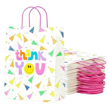 Imagem de Szehap Bolsas de lembrancinha de agradecimento, 30 peças 20 x 10,3 x 26 cm, sacos de presente de papel de agradecimento com alças para chá de bebê de aniversário de crianças