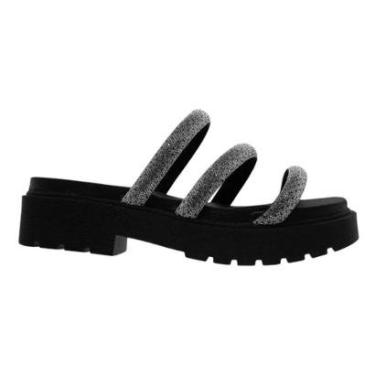 Imagem de Sandália Papete Feminina Vizzano com Strass 6499.124- Preto-Feminino