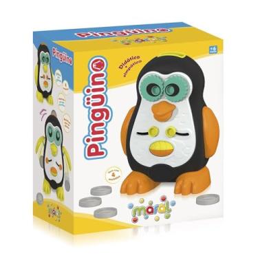 Imagem de Jogo Educativo Pinguim Musical com Luzes Brinquedo Infantil Interativo Cores Preto e Laranja