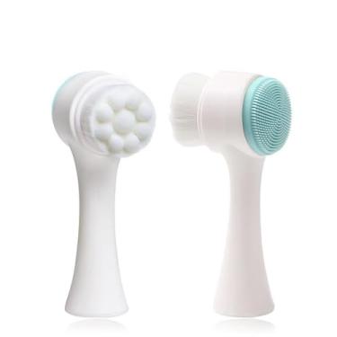 Imagem de 1 escova de limpeza facial, ferramenta de limpeza dupla face de silicone de cerdas macias, escova de limpeza facial, remoção de maquiagem e remoção de cravos, limpador de poros faciais