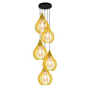 Imagem de Luminária Teto Lustre Pendente Balcão Cozinha Sala 5 Chile Cor:amarelo4