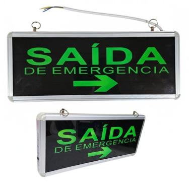 Imagem de Placa De Sinalizaçao Saida Emergencia Led Dupla Face Lampada Luz Ilumi