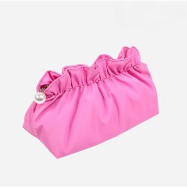 Imagem de Bolsa de higiene pessoal com design enrugado, impermeável, organizador de maquiagem, bolsa portátil de armazenamento de cosméticos, rosa, Cosmetic_case