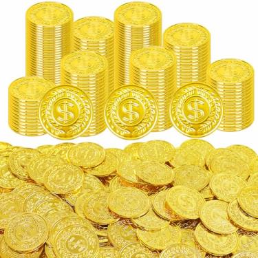 Imagem de Nuesaurd 600Pcs Gold Coins, Plastic Gold Coins Bulk for Kids, 1.4 Inch Fake Coins for Classroom Rewards Tokens, Pirate Coin for Party Decorations, Reasure Hunt Games, Adventure Theme Party Supplies