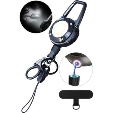 Imagem de Lanterna de chaveiro retrátil magnética LED LIUGX 250 lúmens USB-C