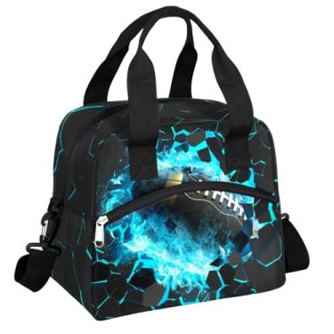 Imagem de KATHRYNAYA Lancheira leve de rúgbi 3D para meninos, à prova de vazamento, isolada, lancheira infantil com alça de ombro removível para escola, piquenique, caminhada, trabalho, viagens