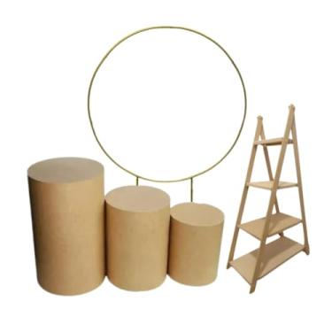 Imagem de Kit Painel Redondo 1,5m + 3 Cilindros MDF | Decoração Profissional para Festas e Casamentos