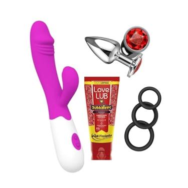 Imagem de Kit Vibrador Snap + Lubrificante Comestível Morango + Plug Anal + Anel Peniano Retardante – Estimulação Completa para Casais