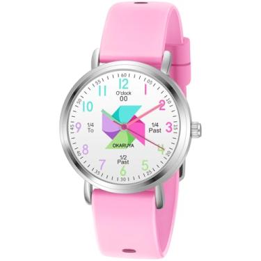 Imagem de Afcrho Relógio infantil analógico à prova d'água, cata-vento para crianças de 8 a 12 anos, relógios de professores para meninos de 5 a 7 anos, 6 a 8 anos, fácil de ler, relógios educativos para