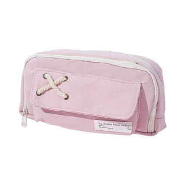 Imagem de Estojo de lápis fofo em tela rosa com design simples e elegante