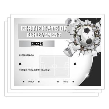 Imagem de Certificado de Realização de Futebol, Papel de Prêmio de Esporte de Futebol, Conjunto de 25 Diplomas de Apreciação, Certificados de Treinamento de Participação Graduação, Reconhecimento para Equipe