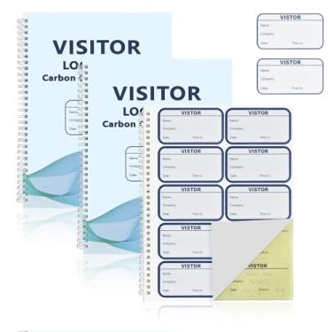 Imagem de Pacote com 3 450 registros de crachás de visitantes com cópia de carbono adesivos de visitantes tamanho carta livro de registro de visitantes extras protegendo páginas de privacidade em espiral