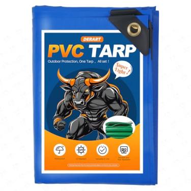 Imagem de DERART Lona de PVC resistente de 10 MIL – Capa azul impermeável, à prova de rasgões e resistente a UV para caminhão, barco, acampamento, uso ao ar livre (1,8 m x 20 cm)