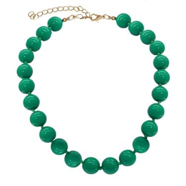 Imagem de JNF Colar de gargantilha turquesa grossa feminina com contas grandes e turquesa, X-Large, Acrílico, Sem Pedra Preciosa