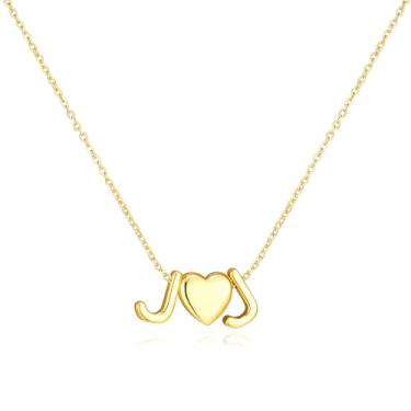 Imagem de adoyi Colares com inicial para mulheres, banhado a ouro 14 quilates, com letras de bolhas, colar delicado coração A-Z, colar com pingente de inicial, presentes de aniversário para mulheres, joias, 14