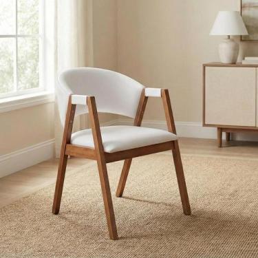 Imagem de Cadeira de Jantar Estofada em Madeira Maciça e material sintético Hibi