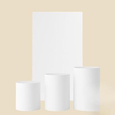 Imagem de Kit Capa De Painel Romano Liso Retângulo Dupla Face Duas Cores E Trio Cilindros De Malha Gel Premium(Branco)