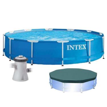 Imagem de Piscina Intex 4.485 Litros Estrutural Azul Capa Bomba Filtrante 110v