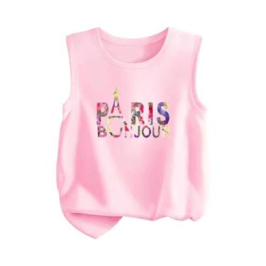 Imagem de Camiseta Regata Infantil Com Estampa De Desenho Animado, Torre Eiffel,