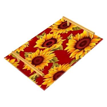 Imagem de Wassud Bandeja de banheiro com alças com estampa de girassol organizador de perfume de joias de acrílico para banheiro e cozinha, 30 x 20 cm