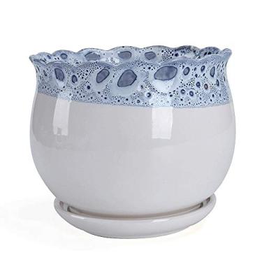 Imagem de uhyOHF Cerâmica Ice Crack Zisha Serial suculentas vasos cacto bonsai vaso decoração jardim criativo decoração de jardim casa escritório flores PO (A-M