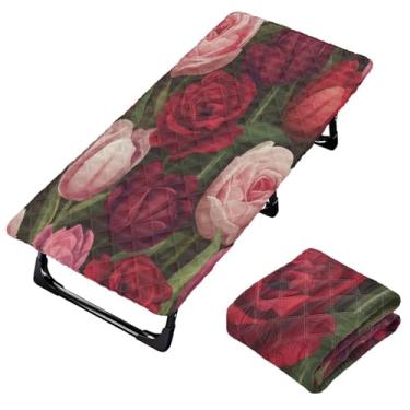 Imagem de Burbuja Lençol de berço de tulipa rosa para crianças, lençol de cochilo acolchoado portátil com faixa elástica para meninas e meninos, lavável na máquina, 63,5 x 127 cm
