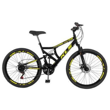 Imagem de Bicicleta Aro 26 Kls Full Suspension Gold 45MM Freio Disco Mtb 21 Marc