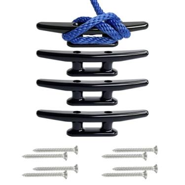 Imagem de Nerites Chuteira de nylon para barco, 12 cm, prendedores de doca, pretos, presilhas de barco pequenas, travas de corda de caiaque, amarração de barcos, presilhas de amarração de doca para marinha