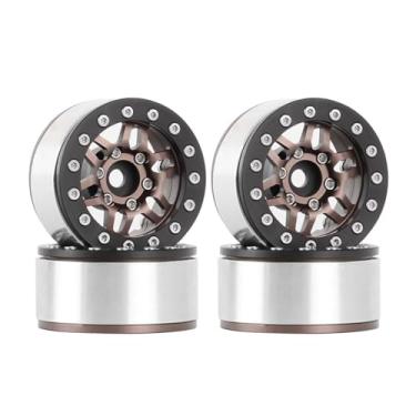 Imagem de LAFEINA 4 peças de metal 1,55 rodas Beadlock para pneus 1/10 1/12 MN D90 Tamiya LC70 LC80 WPL TF2 1/18 UTB18 3.9 cm (A, Bronze)